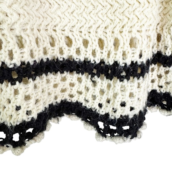 Mango Sweater with Crochet Ruffled Openwork Details Beige Size M - Picture 11 of 13